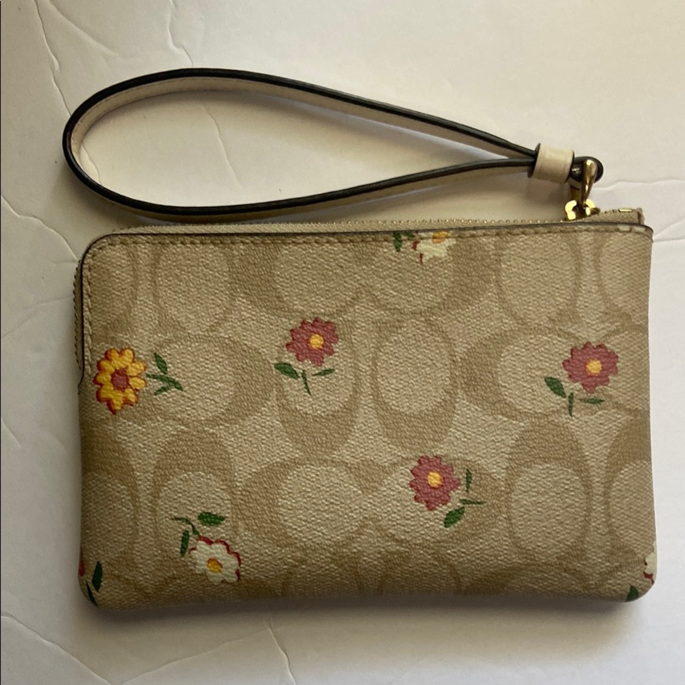 Coach Tan and Red Floral Clutch - Picture 2 of 3